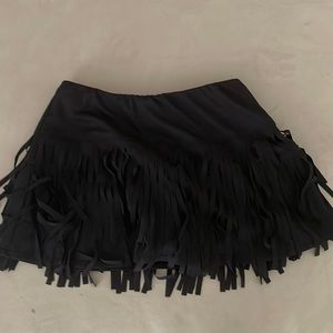 frilly black mini tennis skirt